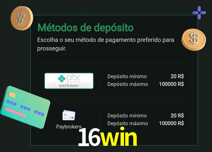 O cassino 16win oferece uma grande variedade de métodos de pagamento